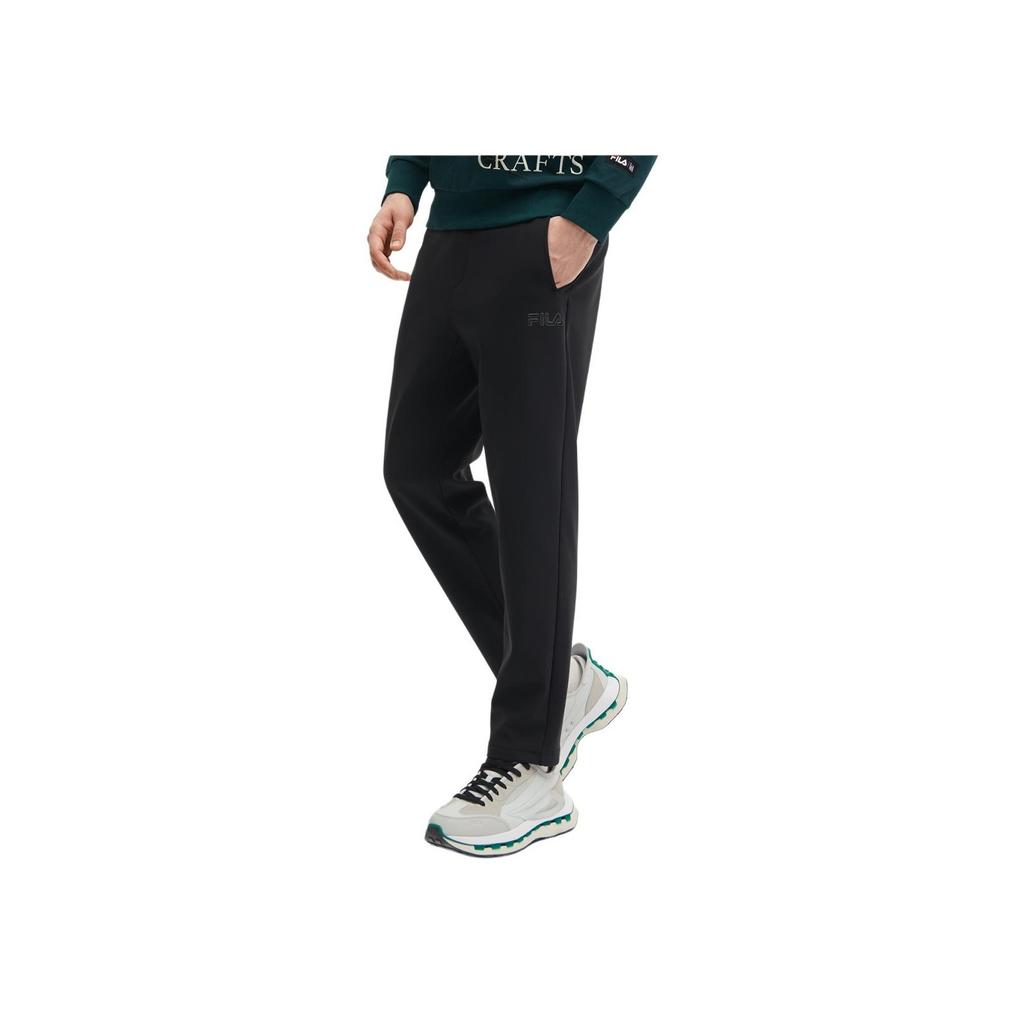 Fila X V&A Collaboration Morgan Series Solid Color Straight Leg Knit Casual Pants Men Pants Black F11M418602F-BK