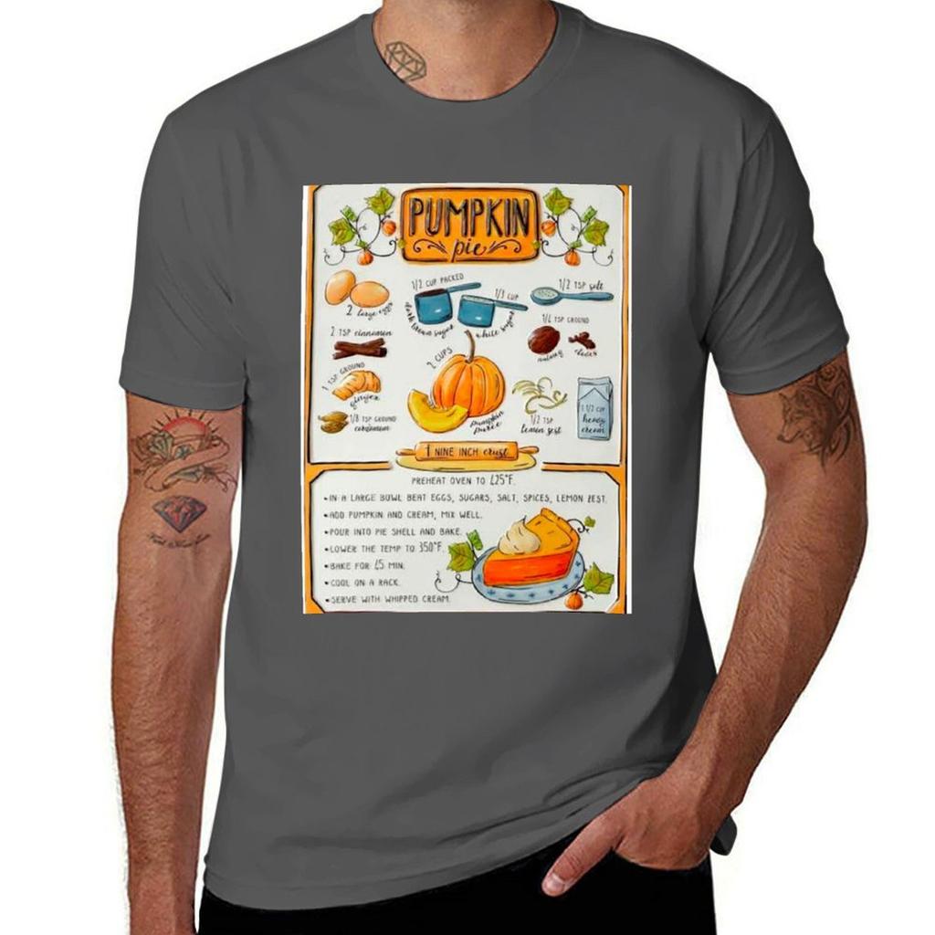 Pumpkin Pie Recipe Tshirt Basic Breathable Solid Color Tshirt