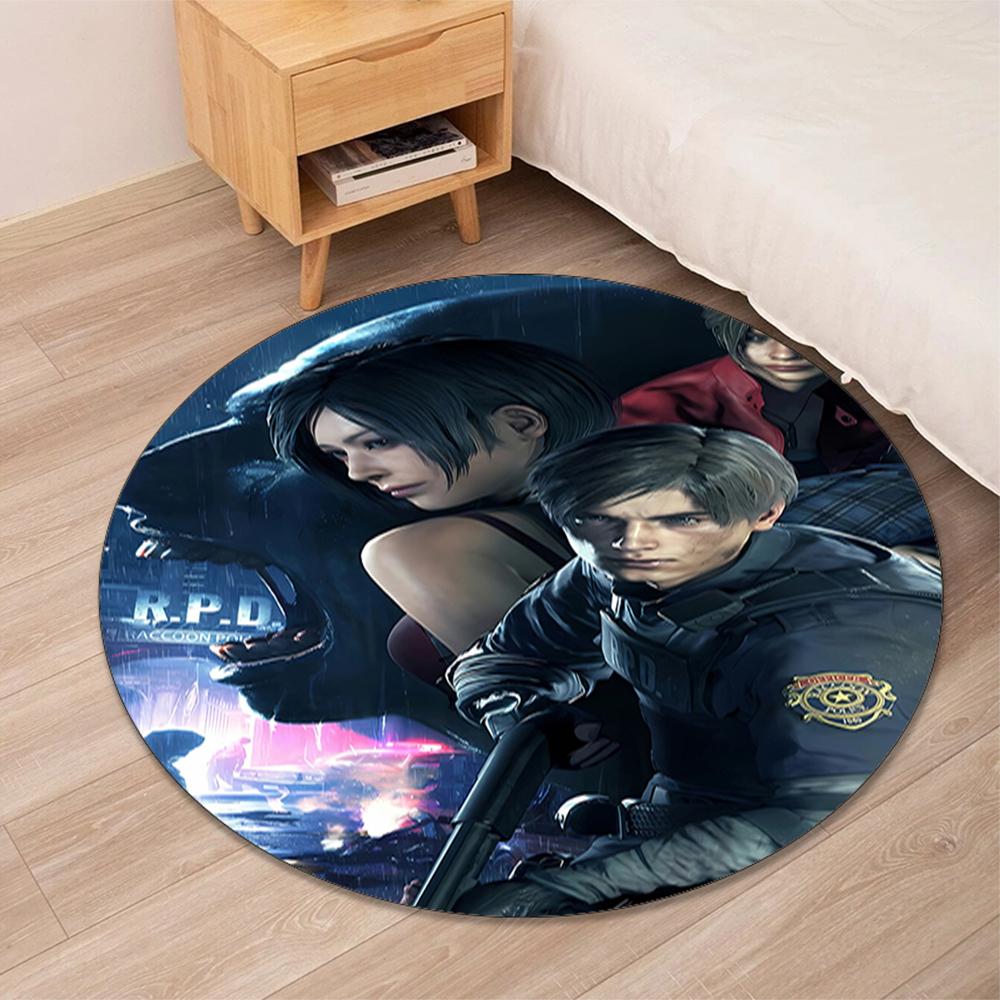 Resident Evil Printed Round Rug Carpet Chair Rug Area Rug Entryway Doormats,for Office Chair Living Room Bedroom Kitchen Room.