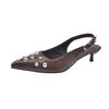Fashion New Summer Women's Sandals Metal Rivet High Heels Footwear Elegant Slingback Pointed Slip On Party Lady Pumps Shoes
