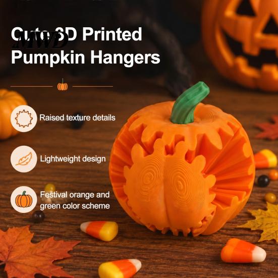 Rotating Pumpkin Figurine 3D Printed Gear Ball Fidget Toy, Flexible Spinner Ornaments, Durable Halloween Novelties Stress Relief Sensory Toy for Home