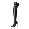 Сексуальные сверхвысокие каблуки Stiletto для вечеринок в клубе, ботфорты, женские узкие эластичные сапоги выше колена, размер 46