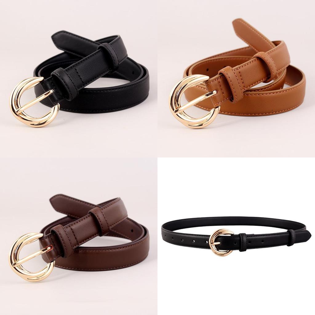 Classic Leather Belt For Women With Pin Buckle Casual Office Accessory Perfect For Spring
