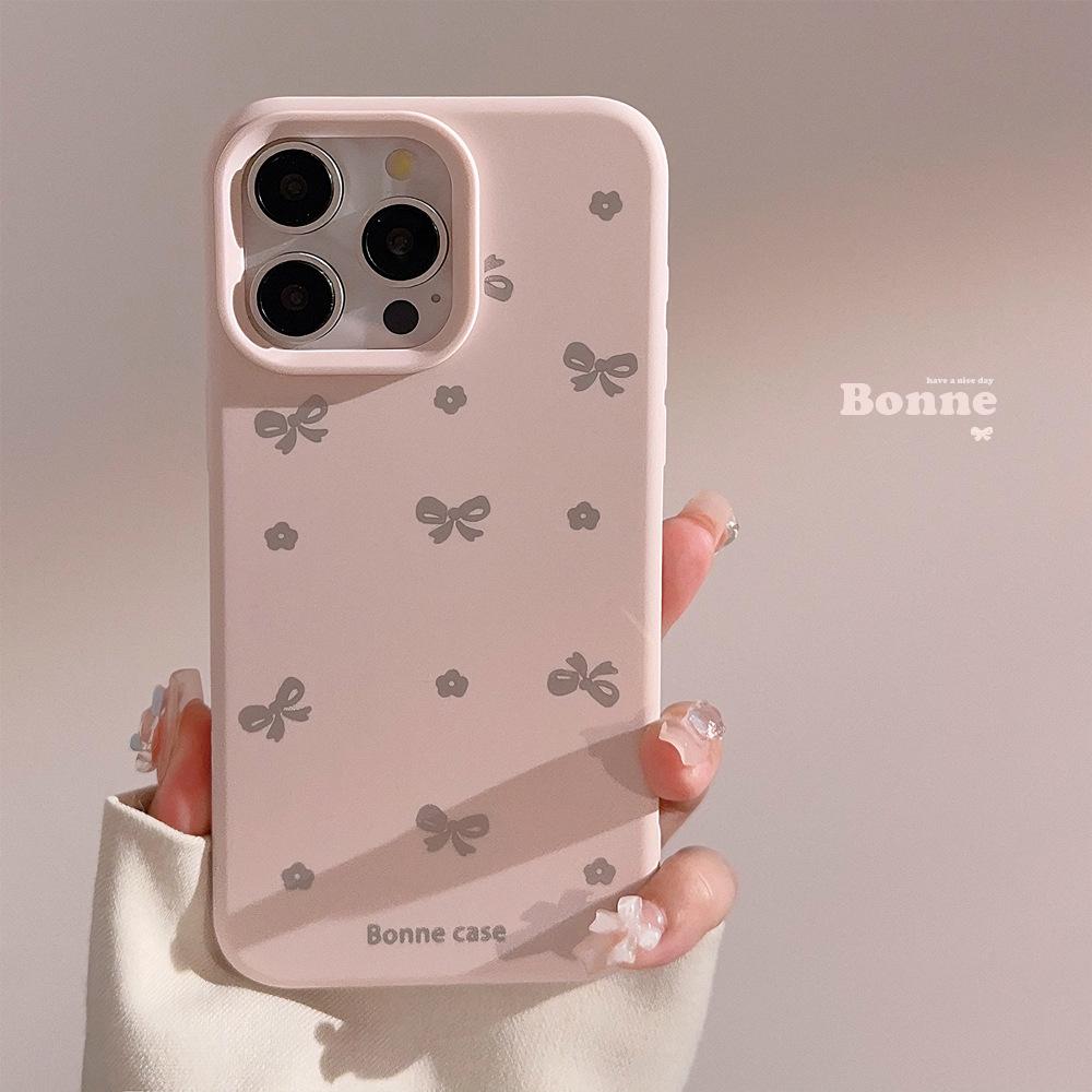 Bow Flowers Iphone15pro Max Silicone Soft Phone Case Apple 14 Suitable for 16 Anti Fall 13