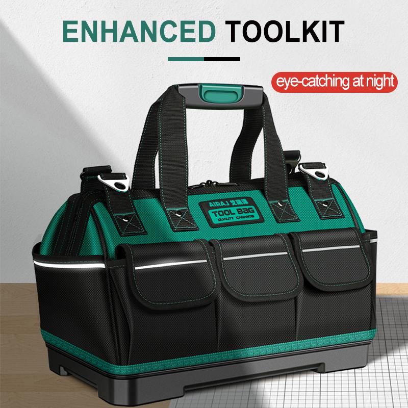 AIRAJ  New Electrician Tool Bag with Reflective Strip Oxford Cloth Wear-resistant Multi-Pocket Waterproof Storage Hand Bag