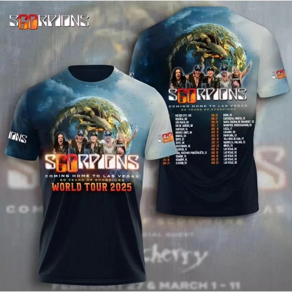 Vintage Heavy Metal Rock Scorpions Band Tour 3D Print T-shirt Men Women Fashion Hip Hop Short Sleeve Tops Tees Men Clothing tops