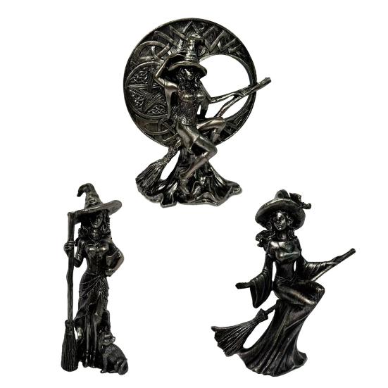 Sexy Witch Figurine Gothic Witch Ornament Desktop Decorative Witch Sculpture Gift for Witches Lovers Cabinet Mantel Decoration