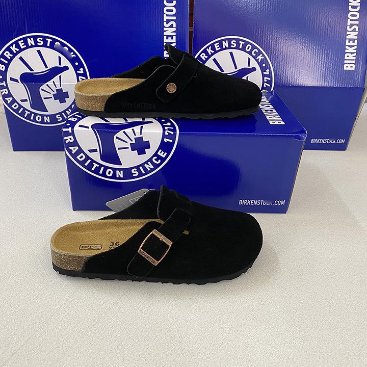 Унисекс BK Натуральная кожа Birkenstock Закрытый носок Ретро Мюли на пробковой подошве – Удобные и Универсальные.