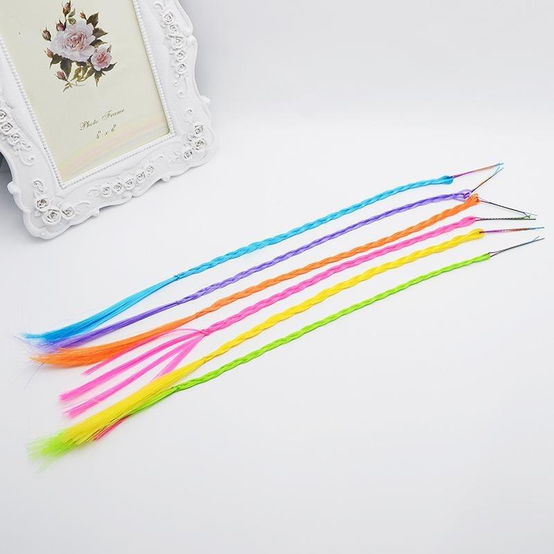 6pcs Girls Colorful Heart Wigs Ponytail Hair Ornament Princess Hair Claw Clips Twist Braid Headwear Kids Girls Hair Accessories