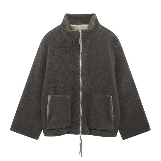 Женское зимнее шерстяное пальто с отложным воротником и карманами, свободная однотонная термозастежка-молния с длинными рукавами, куртка для школы, свиданий, поездок на работу