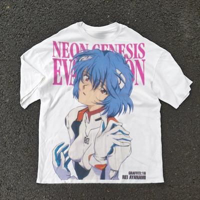 2026 новая хлопковая футболка унисекс и женская Neon Genesis Evangelion 2026 лето мультяшный принт свободный повседневный топ с коротким рукавом