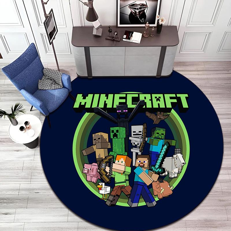 Sandbox electronic Xbox games Minecraft circular carpet Household goods decoration anti slip home table and chair mat aisle door mat carpet D12