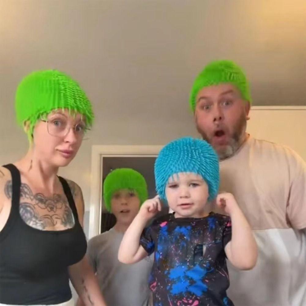 Comfortable To Wear Spiky Ball Prank Hat Portable Colorful Headgear Long Hair Head Cover  Gag Gift