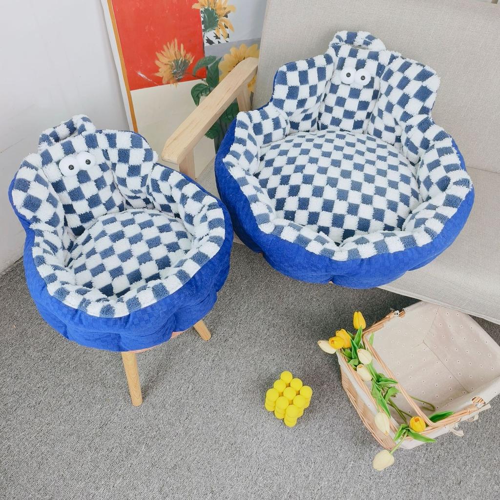 Диван-гнездо Big Eyes Checkerboard Round Nest Bed Pet Bed Cat Bed Dog Bed Pet Laugh Universal Small and Medium Size for All Seasons