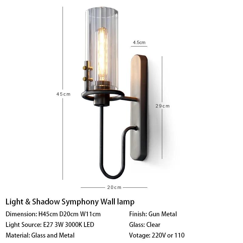 American Retro Industrial LED Wall Lamp Nordic Luxury Glass Crystal Bedside Corridor Mirror Sconces Home Lighting