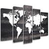 Картина из пяти предметов, печать на холсте, карта мира, винтажная