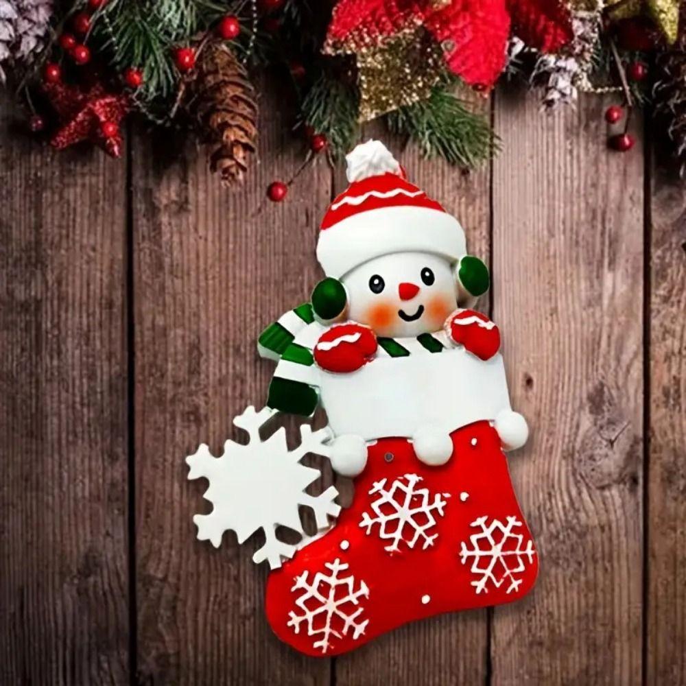 Cartoon Babys First Christmas Ornament Resin DIY Name Pendants Baby Snowman Sock Ornament Decorative Christmas Sock Pendant