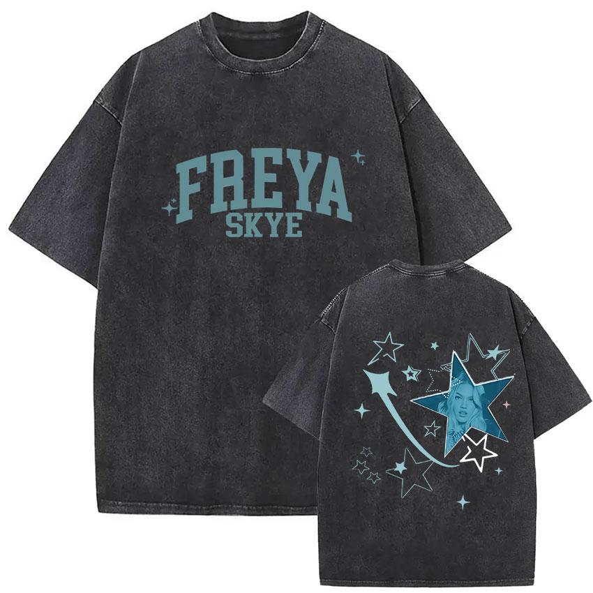Freya Skye Stars Align Tour Vintage Washed T Shirt Men Women Fans Gift Tops Clothing Tshirt Aesthetic Short Sleeve Tshirts