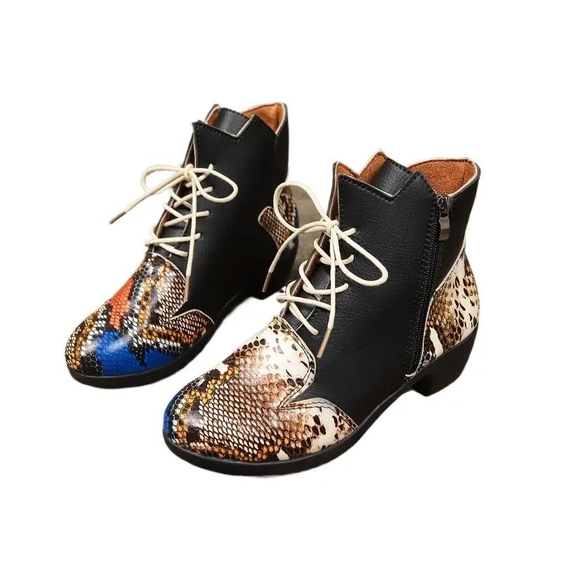 Женская обувь 2024 года, высококачественные женские ботинки с боковой молнией, модные современные ботинки в тон, женские новые ботинки с перекрестной шнуровкой