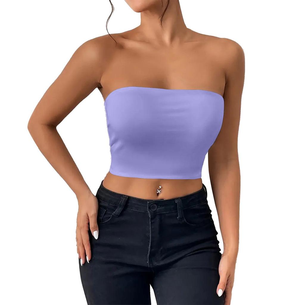 Women's Fashion Sexy Neckless Slimming Tank Top Outer Wear Solid Color Tank Top