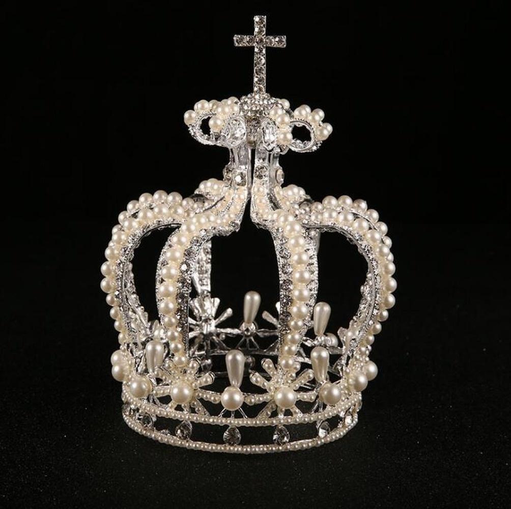 Bridal Hair Accessories Cross Baroque Styles Vantage Crystal Pearl Wedding Crown Alloy Bridal Tiara Baroque Queen Crowns