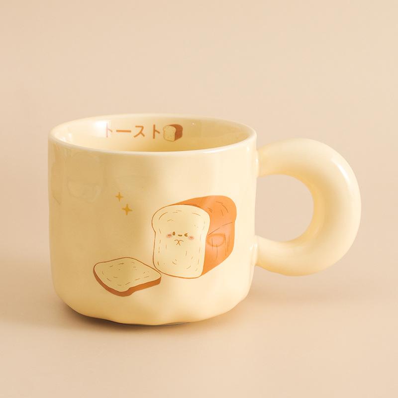 Молочный фуфу милая керамическая чашка девушка высокая ценность кружка с крышкой ложка общежитие пара офисная кофейная чашка