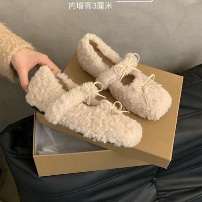 Зимняя женская обувь на скрытой платформе из овечьей шерсти, новинка 2025 года, корейская версия, фея, нежный бархат, туфли Мэри Джейн