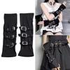 Punk Hip-hop Style Long Half Finger Gloves Women's Metal Buckle Personalized Role-playing Stage Performance Elastic Party Gloves