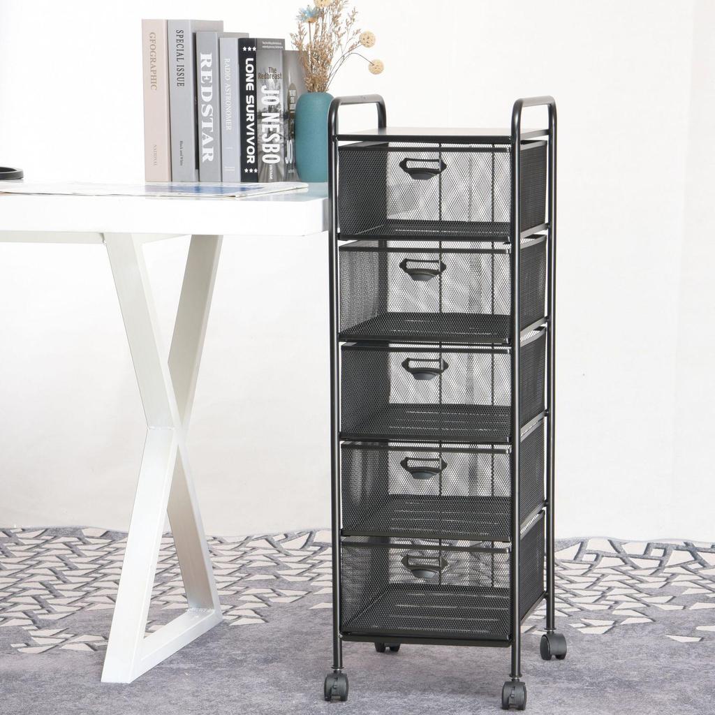 Wrought Iron A4 File Rack with Drawers - Under-Desk Document Storage Cabinet & A3 Classification Organizer