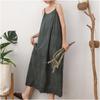 Sleeveless Spaghetti Strap Embroidery Dresses Summer Mori Vintage Solid Color Render Women Dress
