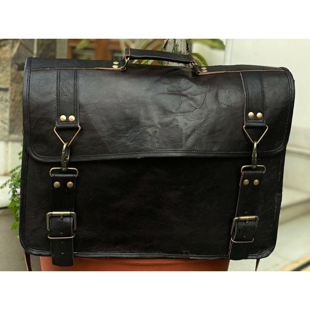 Сумка для ноутбука, портфель для мужчин, натуральная винтажная черная кожаная сумка-мессенджер