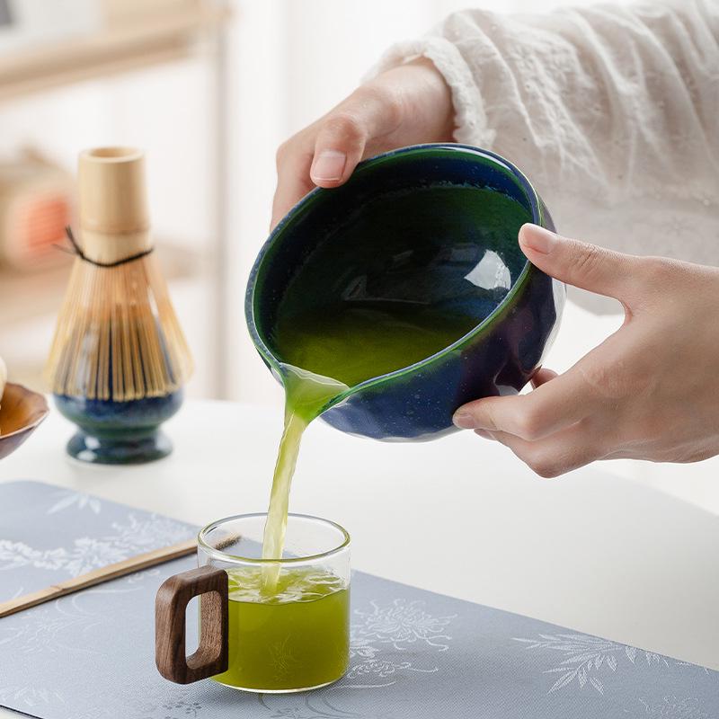 Handmade Japanese Matcha Ceramic Tea Bowl and Bamboo Whisking Tool