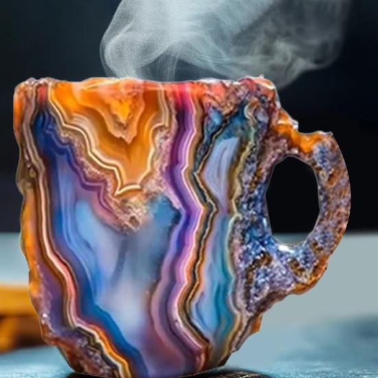 Минеральная хрустальная кружка для кофе, чашка для воды, новинка, кружки для напитков, цветная полупрозрачная кружка для чая для горячих напитков, элегантный рождественский подарок для домашнего офиса