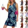 V-Neck Summer Casual Beach Dress For Women Vacation Women's Sleeveless Sundress With Split