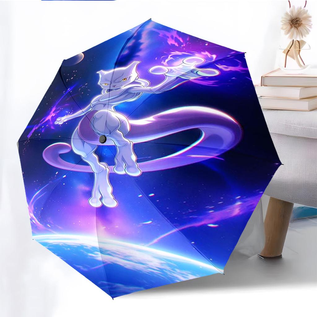 Mewtwo Pokemon Anti UV Umbrella Sun Protection Shade Umbrella Waterproof Windproof Outdoor Travel Parasol