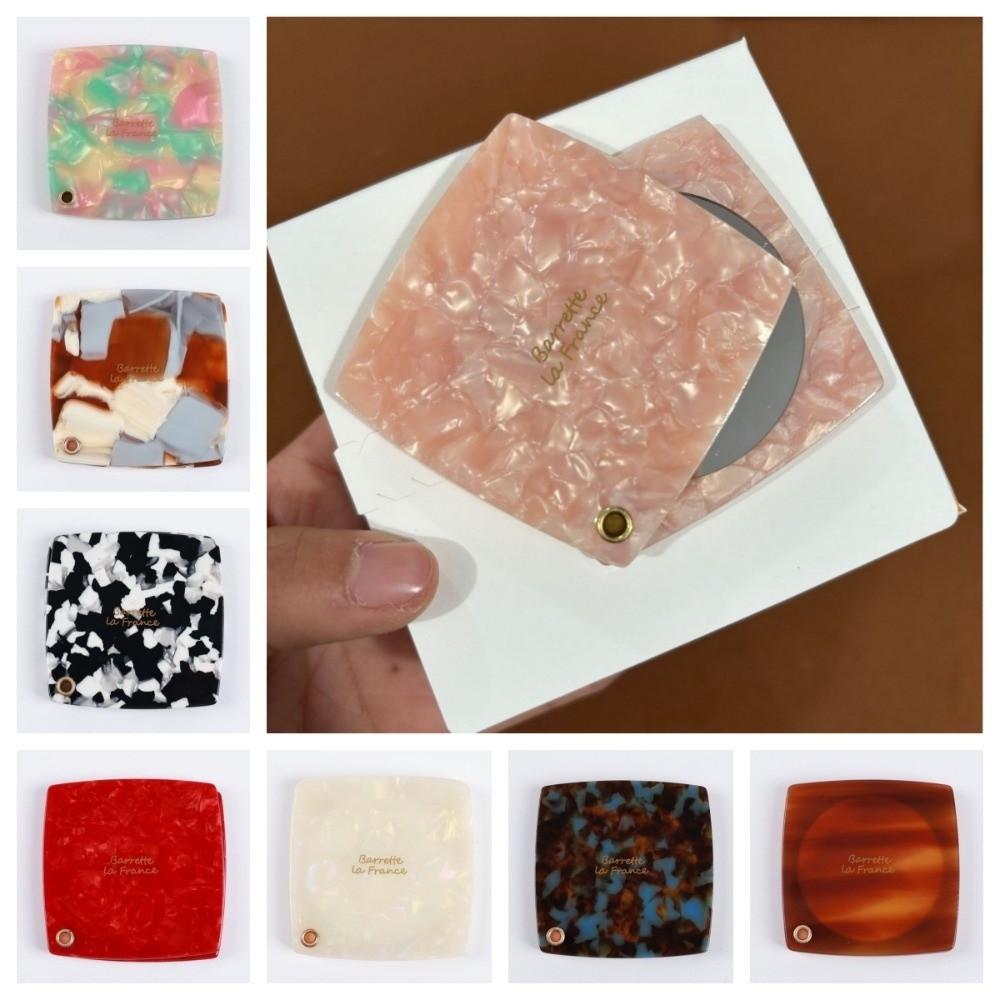 Square Acetate Makeup Mirror Colorful Rotating Mirror Handheld Portable Mirror Touch-ups
