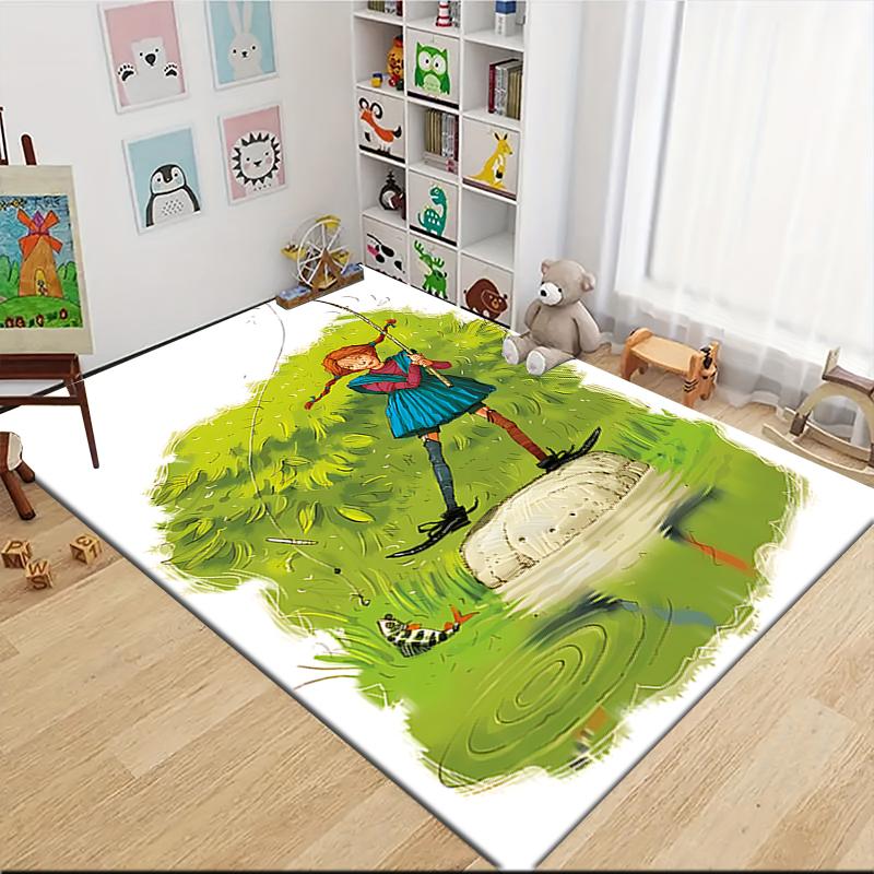 1Pc Girl Monkey Friend Carpet Rug Customizable Soft Washable Antislip Home Living Room Sofa Mats Personalized Rug 0917276
