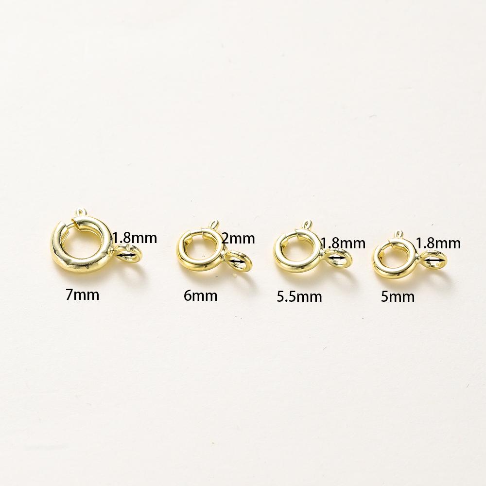 10pcs/ 14K 18K Gold Round Spring Clasp With Jump Ring Open Connect Clasp For DIY Jewelry Necklace Chain Making Accessories