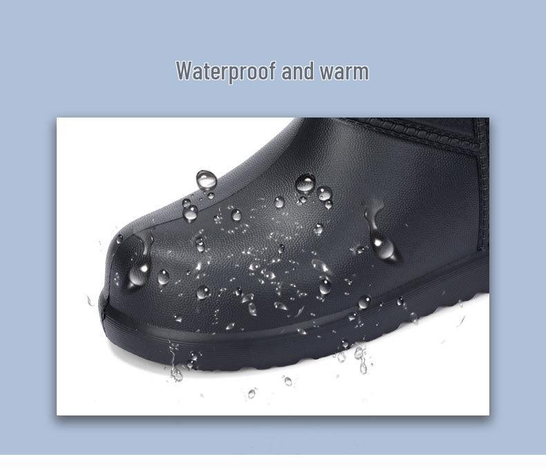 Сапоги до середины икры Aote Step-On Rain EVA 902, черные хлопковые подкладки, нескользящая резиновая обувь для зимы, мытья машин, рыбалки и защиты труда.