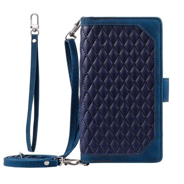 Кожаный чехол-кошелек через плечо на молнии для Samsung Galaxy Z Fold 4 Fold4 5g, держатель для карт, подставка, ремешок, сумка для книги, чехол на ремешке