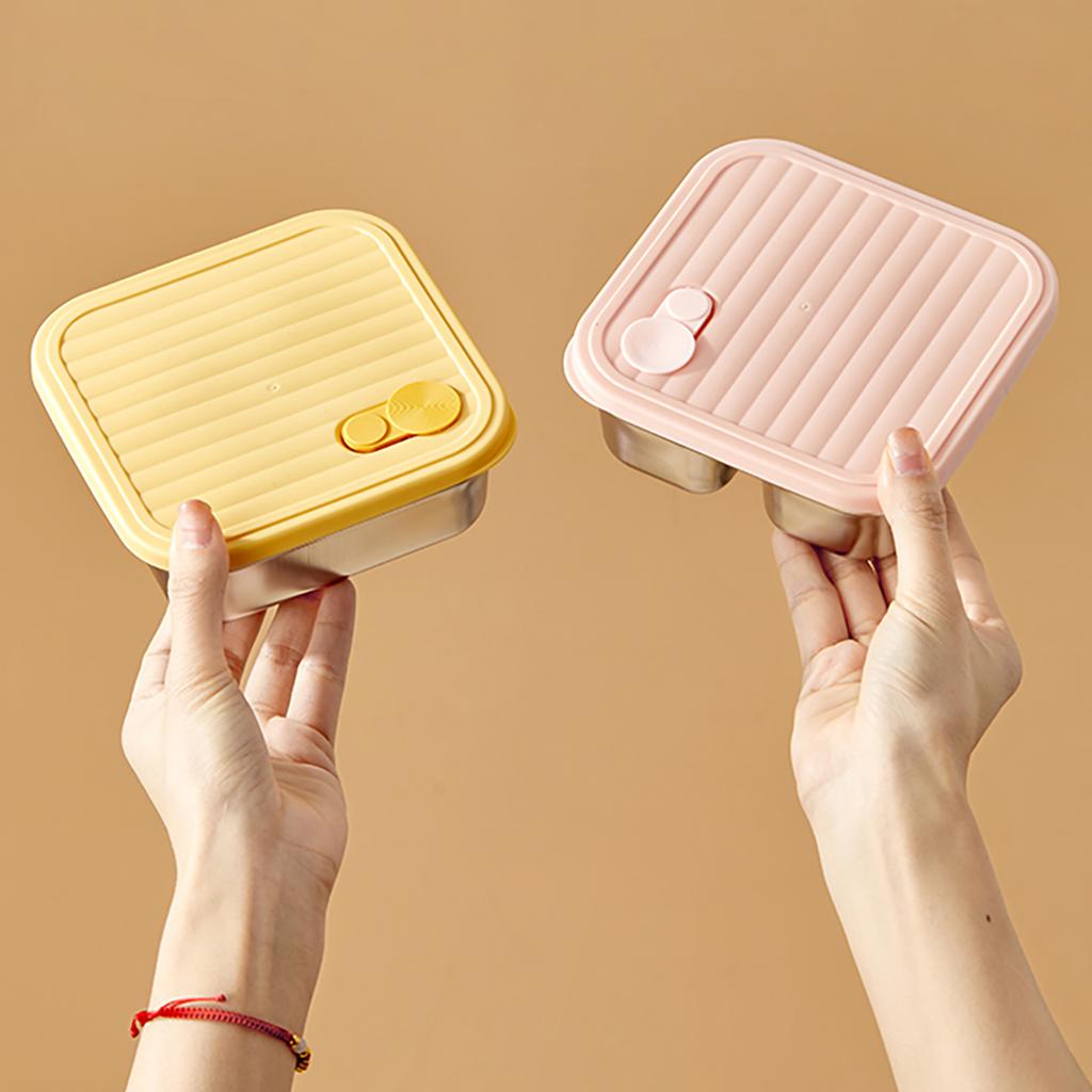 304 Stainless Steel Bento Box With Lid Portable Sealed Divided Lunch Box For Kids Student School Fruit Salad Lunch Container