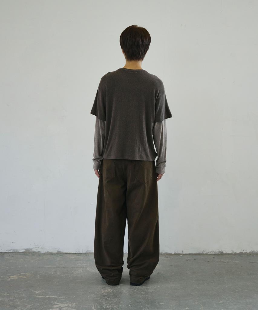 Seukeulaeteulpigsel Vtg Fade Dart Изогнутая Линия Хлопковые Брюки [Коричневый]