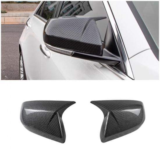 Carbon Fiber Ox Horn Rearview Mirror Lid Cover Trim For -2024 Cadillac CT4
