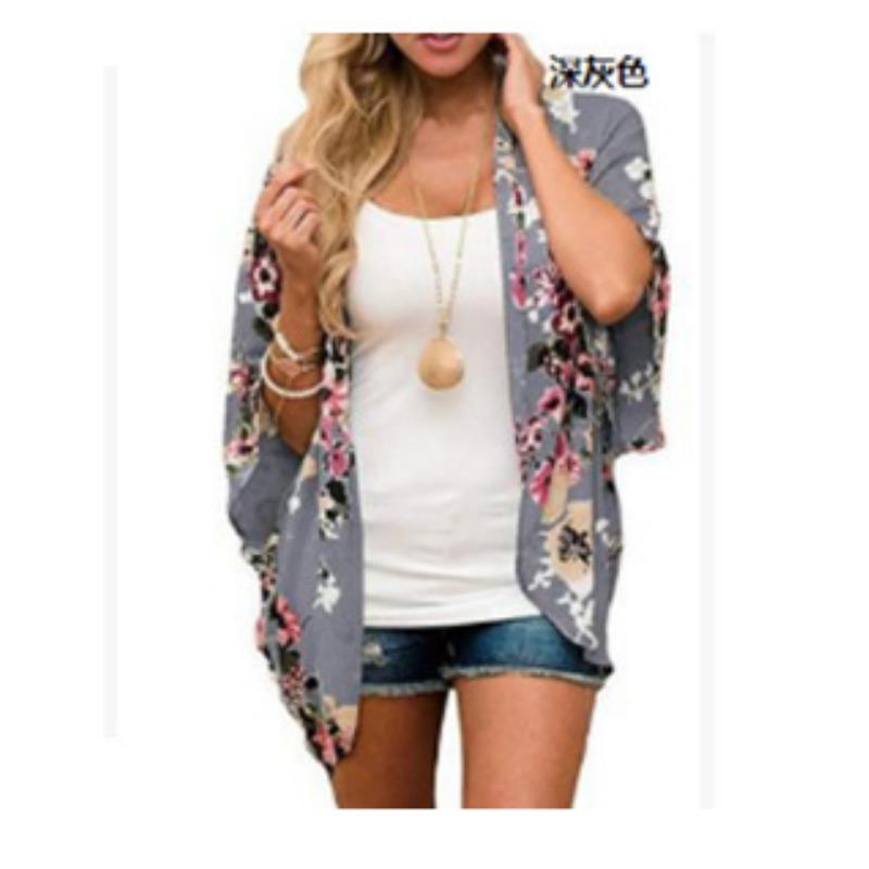 YYFS Женская мода повседневная летняя весна цветочный узор принт блузки и рубашки рукава 3/4