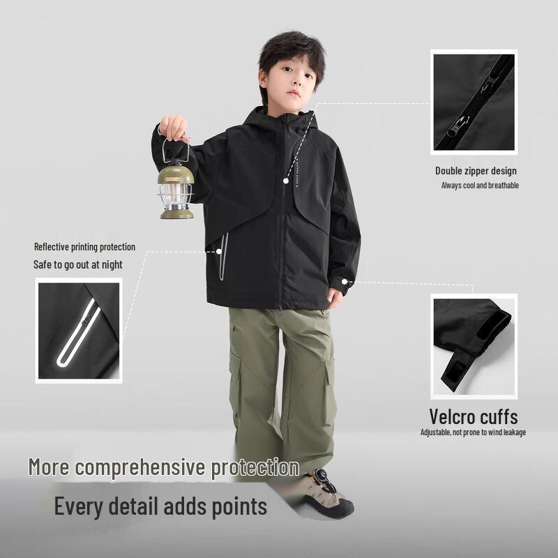 Boys' Outdoor Reflective Waterproof Jacket