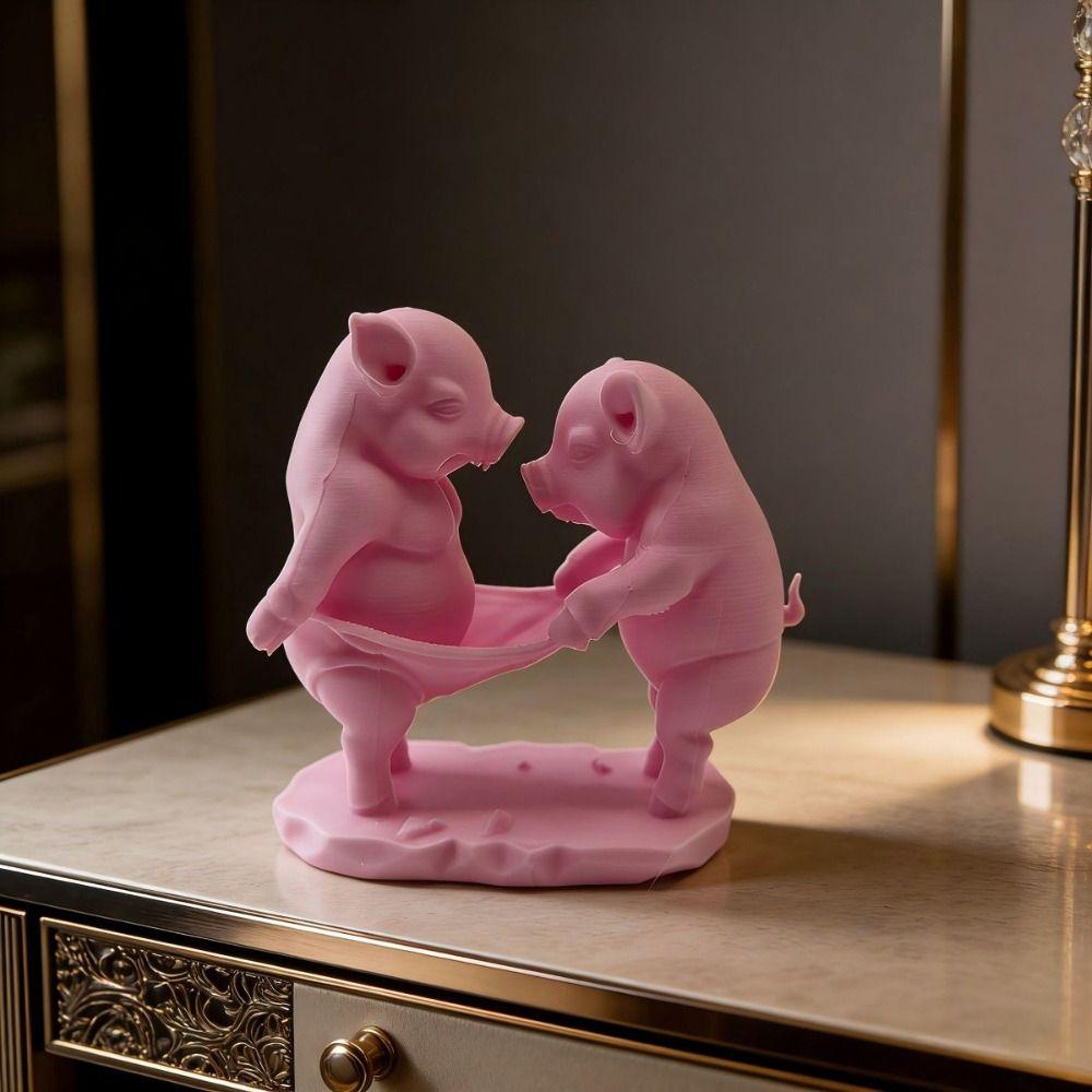 Animal Crafts 3D Printed Pig Toy Creative Animal Pig Model Cartoon Pig Figurine Home Decoration