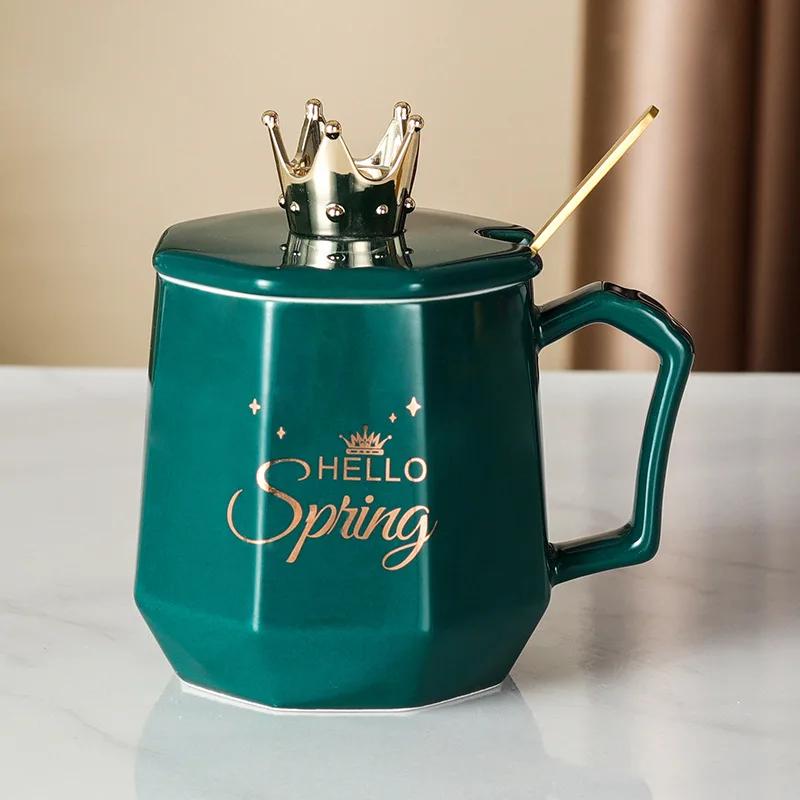 Творческая керамическая кружка для кофе «Золотая корона», кружки, посуда для напитков, чашки и кружки, кружка для чая, чашка кофе, оригинальная, красивая, пивная, забавная