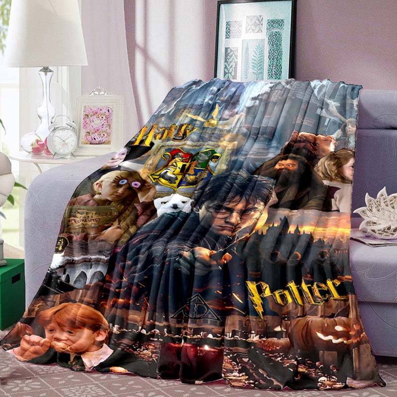 Harry Potter Print Blanket Warm Comfortable Flannel Blanket for Bedrooms, Sofas, Beds, Chairs, Picnics, Travel -LXR34
