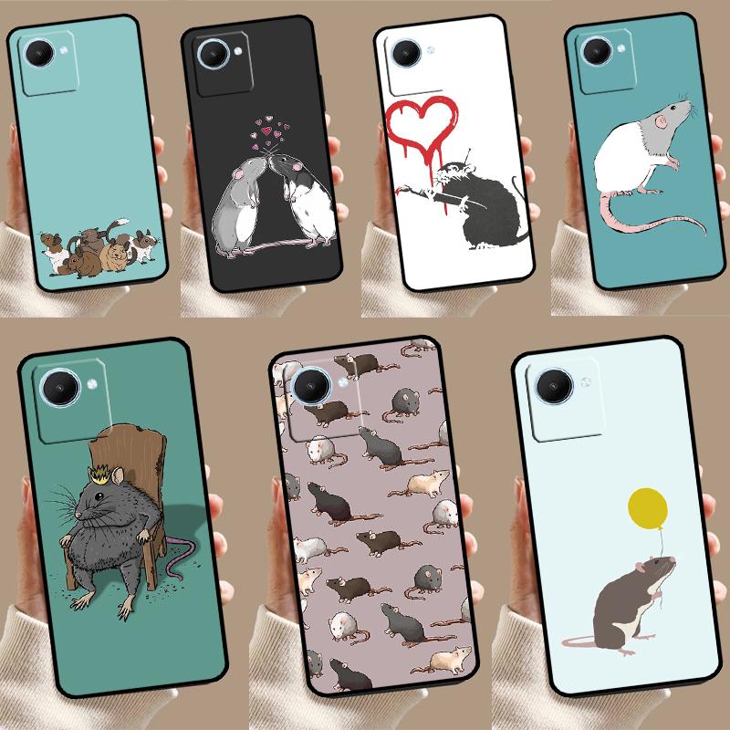 Cute Cartoon Animal Rat For Realme GT5 GT Neo 6 9 10 11 12 Pro Plus C21Y C25s C30 C31 C33 C35 C51 C53 C55 C67 Case