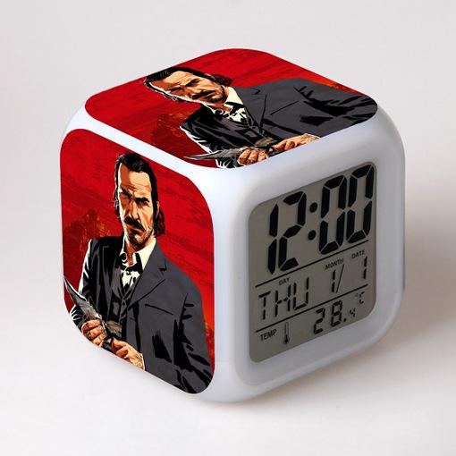Western John Client Alarm Clock Student Small Gifts Color-changing Colorful Alarm Clock Square Clock